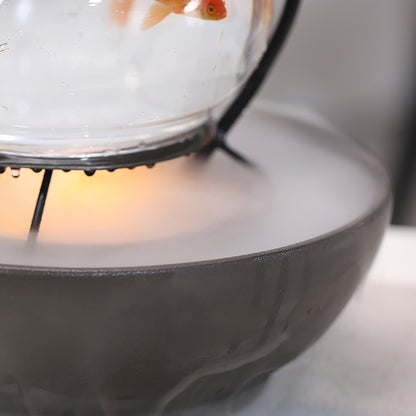 Lotus Leaf Water Fountain With Glass Fish Tank
