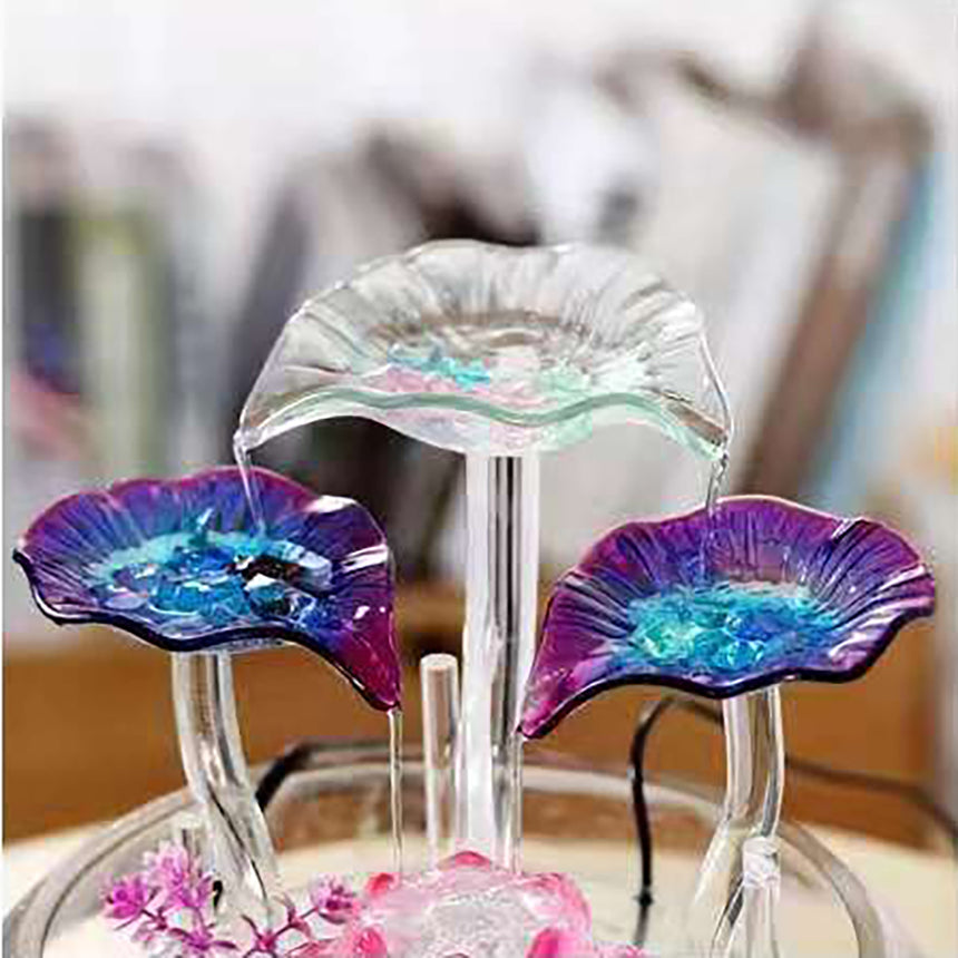Gradient Lotus Leaf Water Fountain With Fish Tank