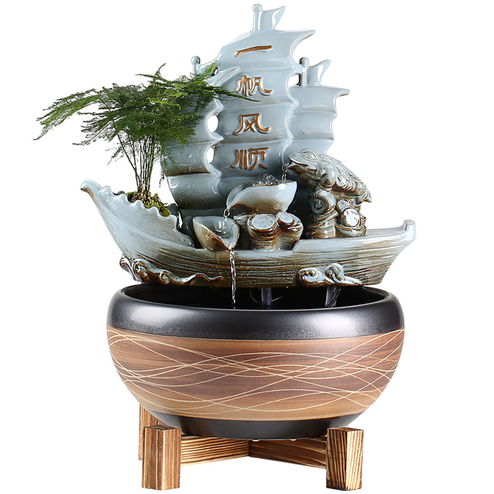 Smooth Sailing Sail Flowing Water Fountain Living Room Feng Shui Decoration