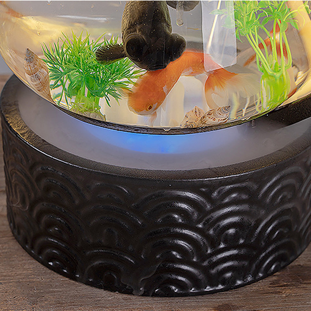 Phnom Penh Lotus Water Fountain With Glass Fish Tank