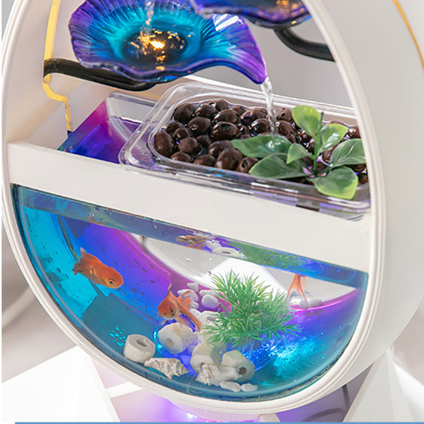 Simple Home Water Fountain With Half Moon Fish Tank
