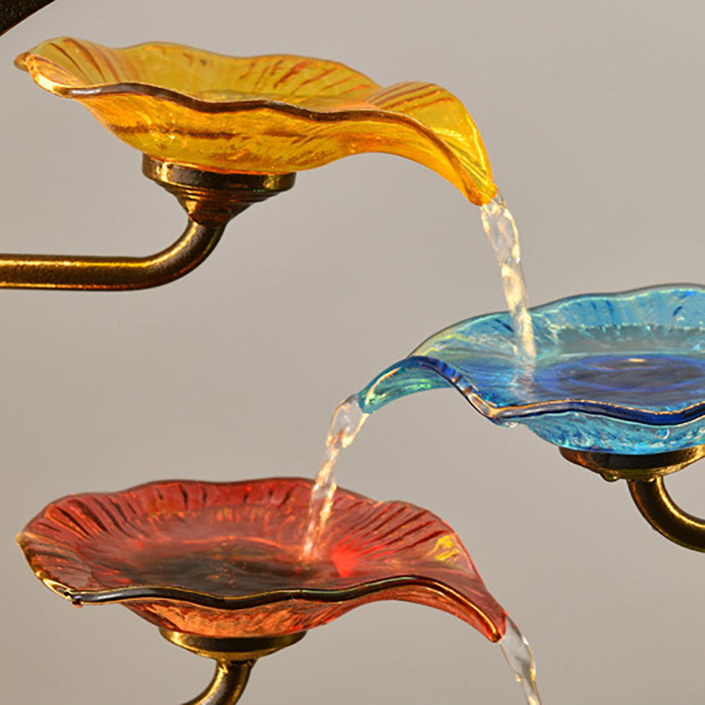 Stained Glass Lotus Leaf Water Fountain Can Raise Fish