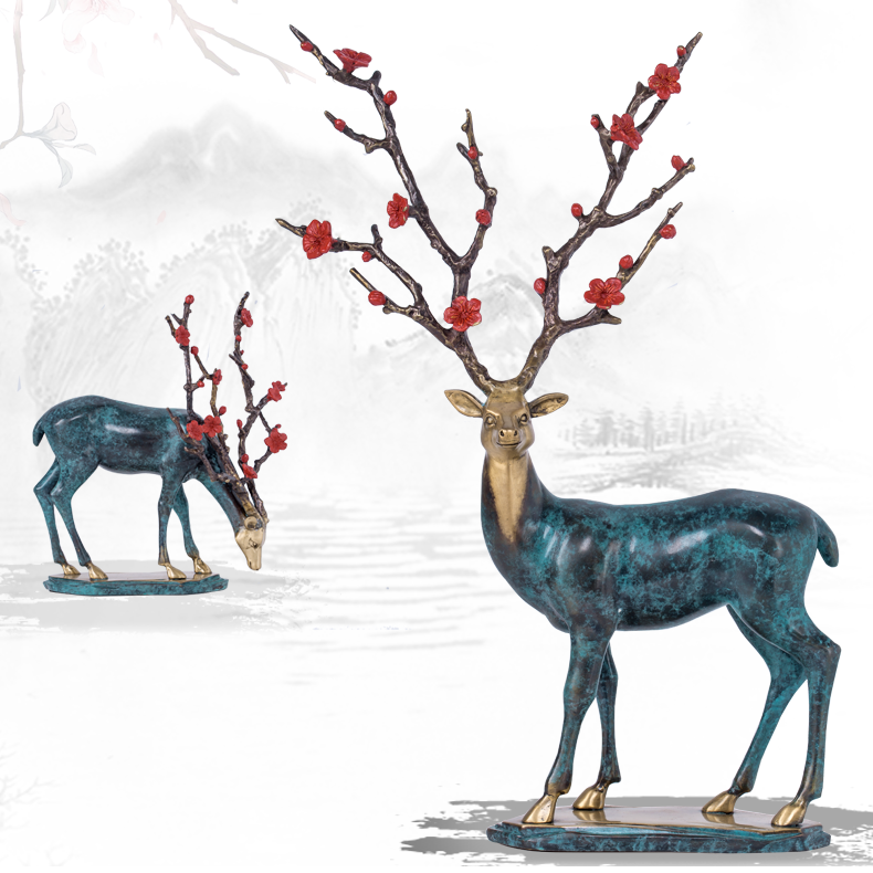 Copper Elk With Plum Blossom
