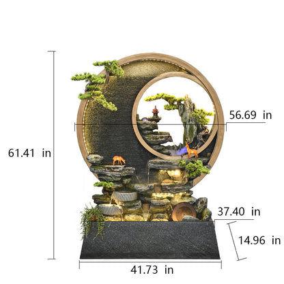 Garden With Fish Tank Water Curtain Wall Rockery Fountain