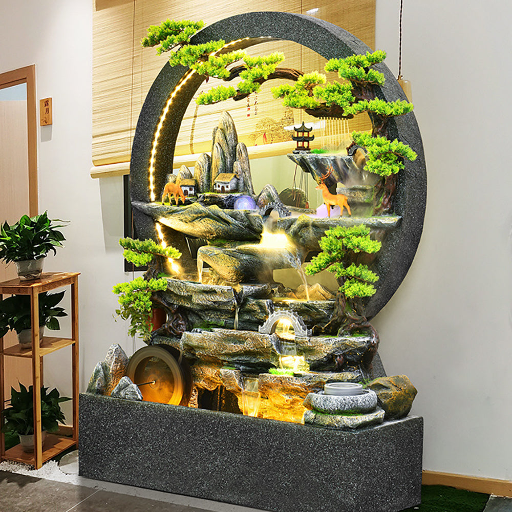 Garden With Fish Tank Water Curtain Wall Rockery Fountain