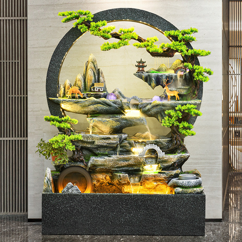 Garden With Fish Tank Water Curtain Wall Rockery Fountain