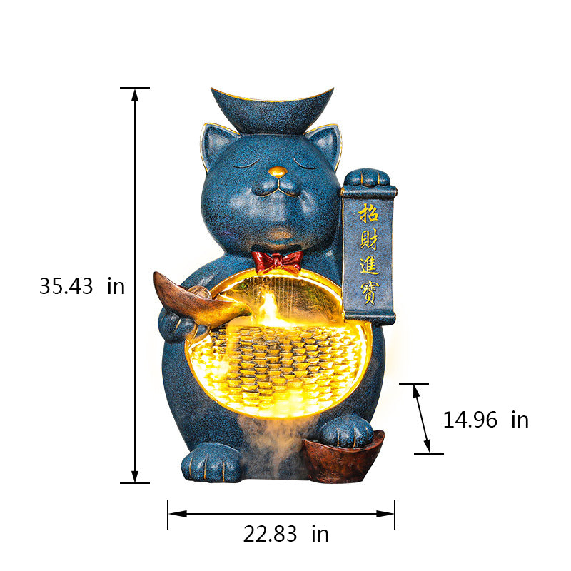 Maneki-neko Running Water Fountain Waterfall Decoration