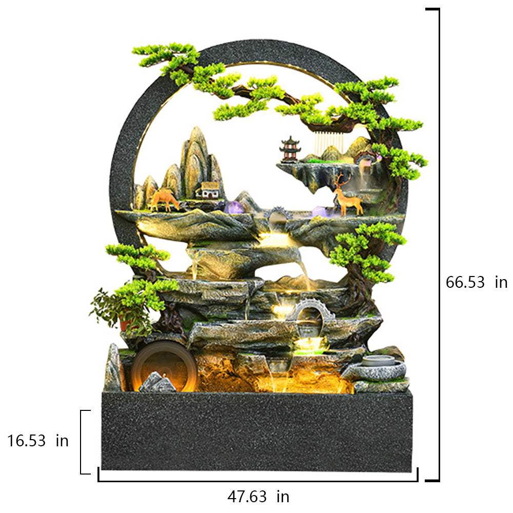 Garden With Fish Tank Water Curtain Wall Rockery Fountain