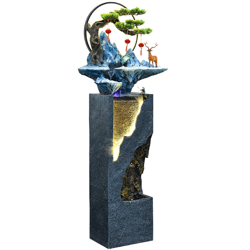Blue Mountain Flowing Water Waterfall Fountain Ornament