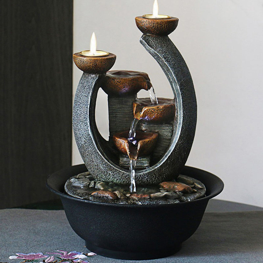 Indoor Mountain Water Fountain With Candles