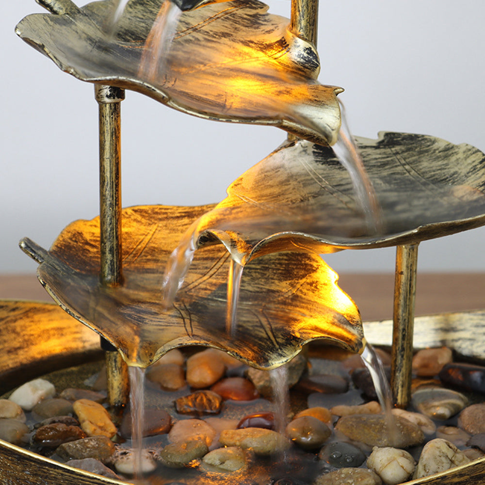 Lotus Leaves Water Fountain With Yuan Bao