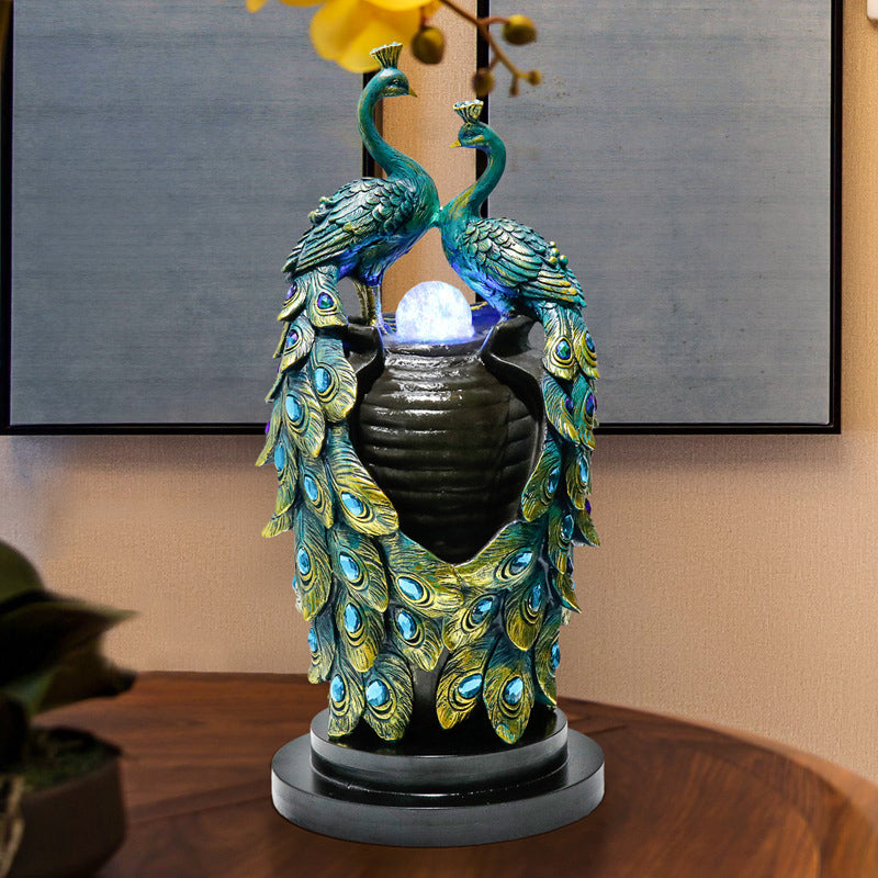 Peacocks Water Fountain With Crystal Ball