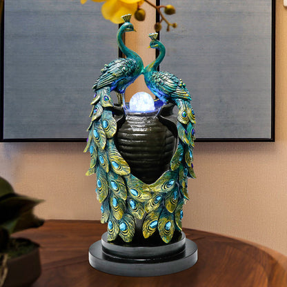 Peacocks Water Fountain With Crystal Ball