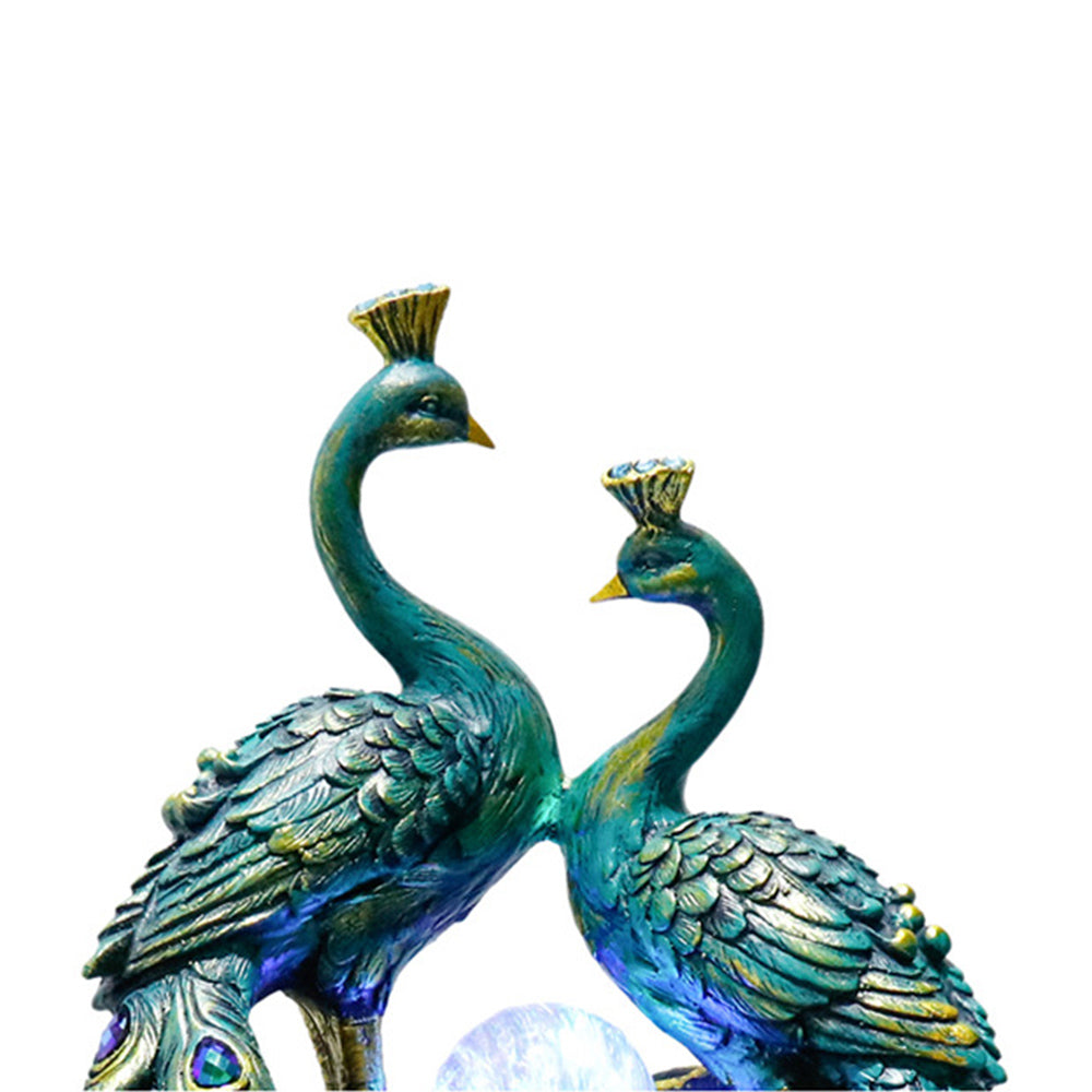 Peacocks Water Fountain With Crystal Ball