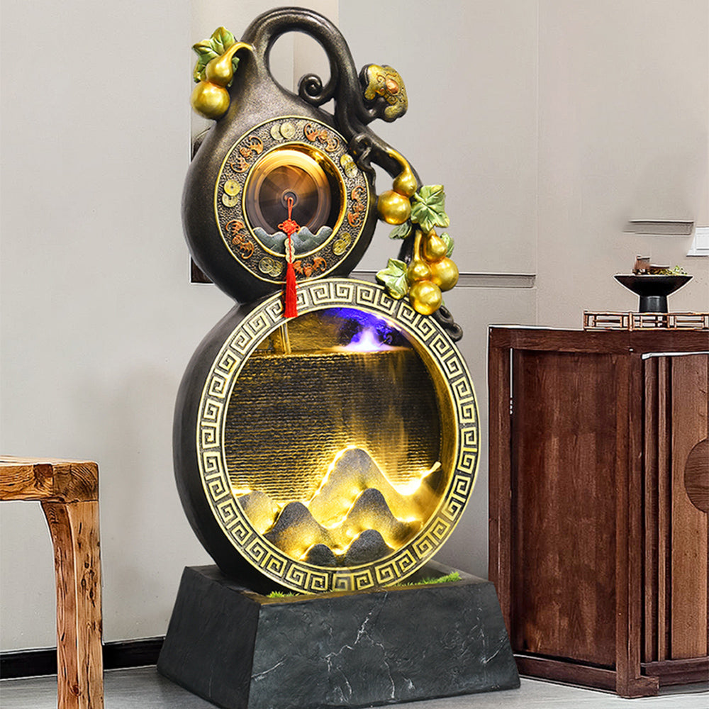 Gourd And Water Wheel Indoor Waterfall