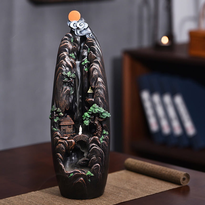 Lofty Mountains And Waterfall Incense Burner