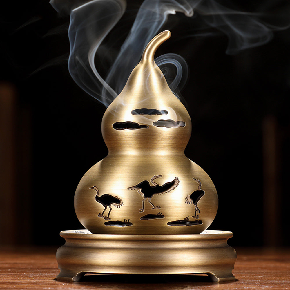 Copper Crane Cone Incense Burner