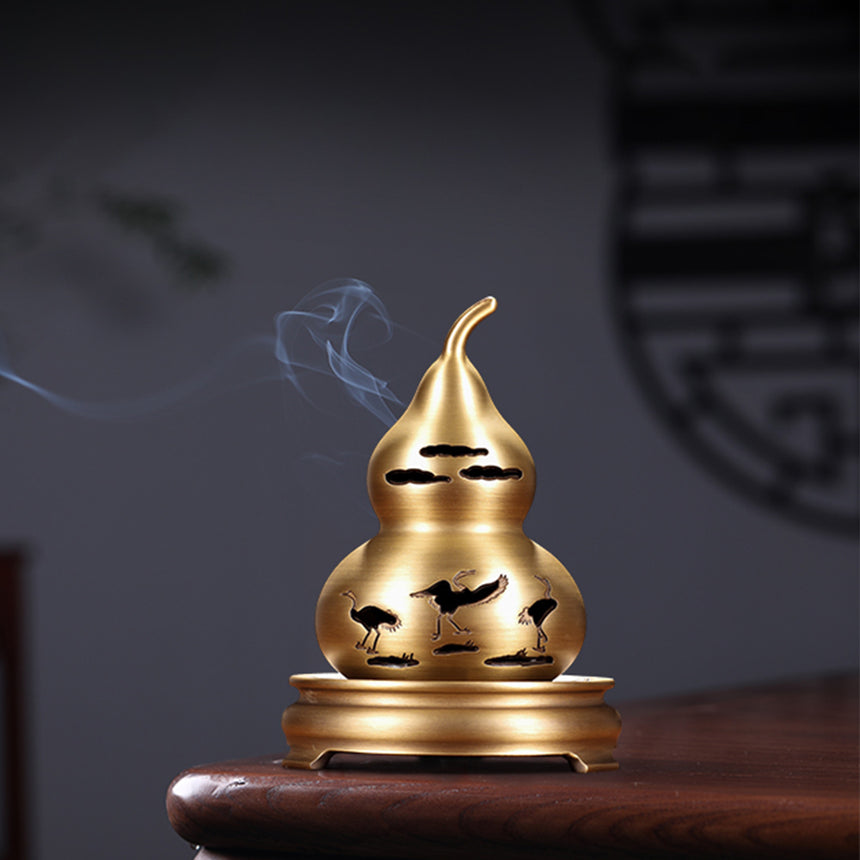 Copper Crane Cone Incense Burner