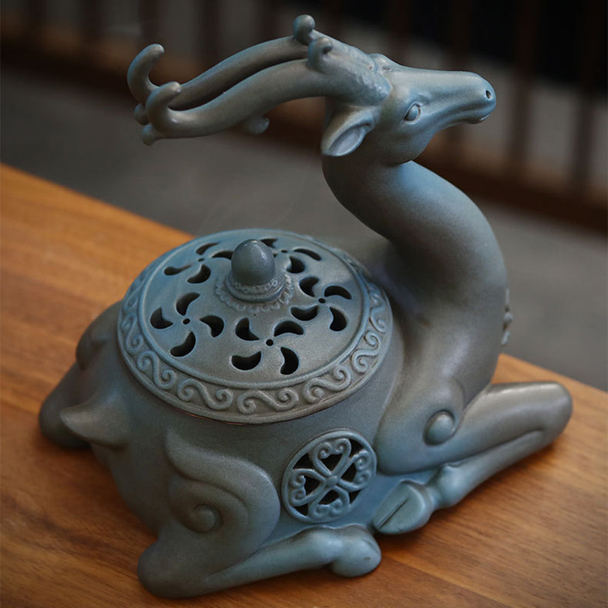 Coarse Pottery Deer Cone Incense Burner