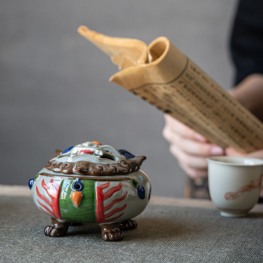 Auspicious Beast Spiral Cone Incense Burner