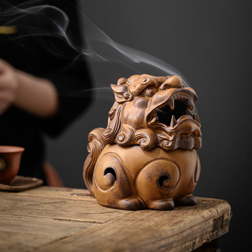 Lion Dragon Spiral Cone Incense Burner