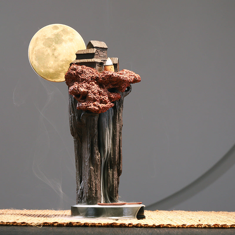 Purple Clay Moon Night Incense Waterfall Burner