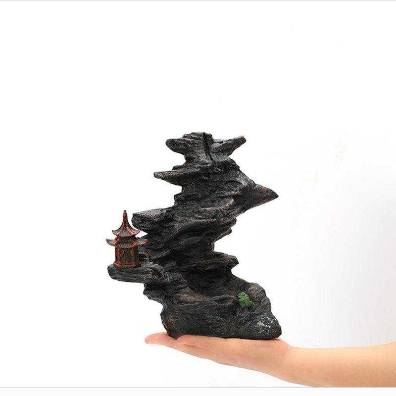 Mountain With Temple Waterfall Backflow Incense Burner