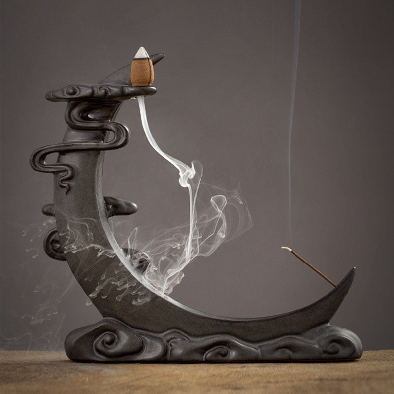 Half Moon Backflow Ceramic Incense Burner