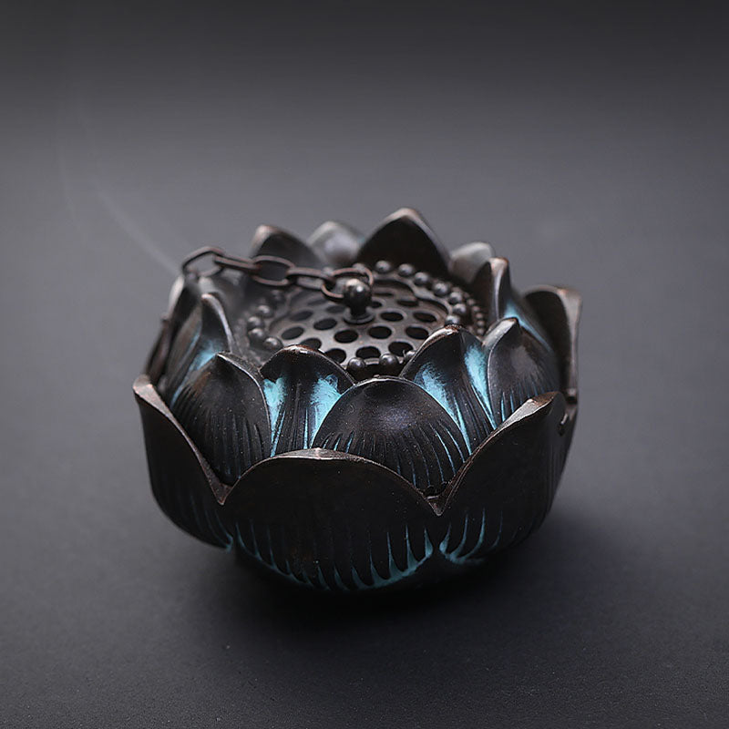 Bronze Crane Hanging Lotus Incense Burner