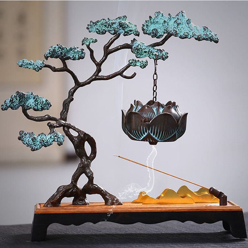 Guest-Greeting Pine Backflow Incense Burner With Bluetooth