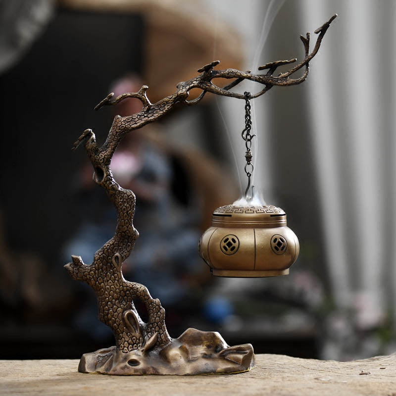 Copper Tree Hanging Incense Burner With Bluetooth
