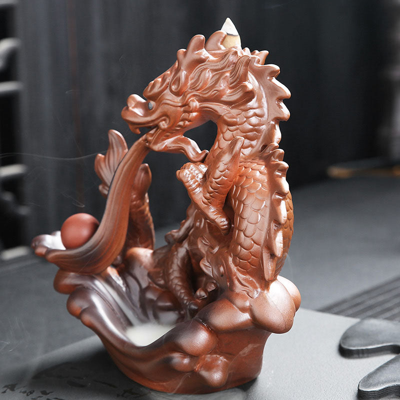 Large Dragon Backflow Yixing Clay Incense Burner