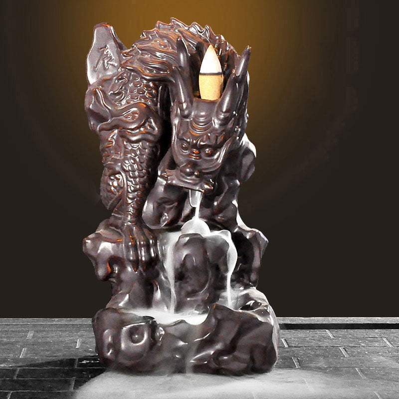Dragon Backflow Cone Ceramic Incense Burner