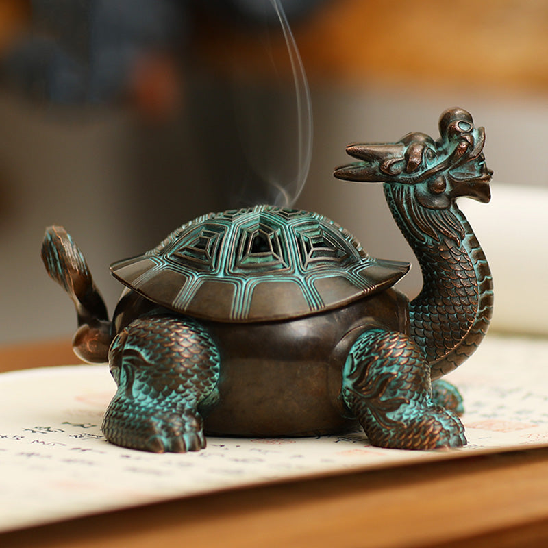 Bronze Dragon Turtle Cone Incense Burner