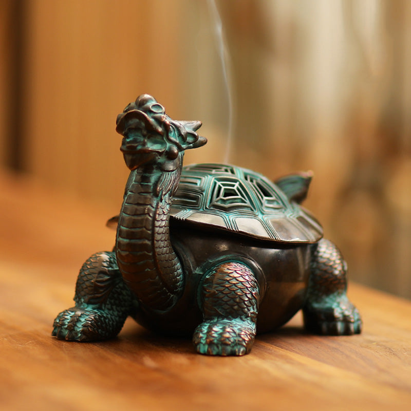 Bronze Dragon Turtle Cone Incense Burner