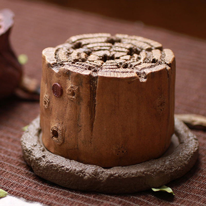 Clay Tree Stump Spiral And Cone Incense Burner