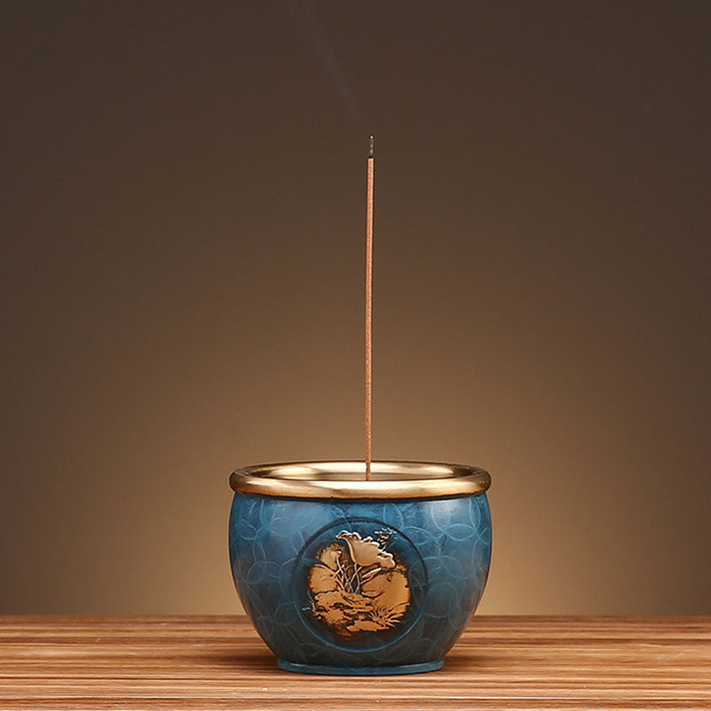 Copper Lotus Stick Incense Burner