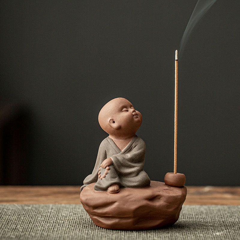 Clay Little Monk Stick Incense Burner
