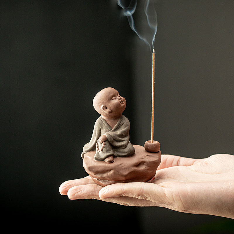 Clay Little Monk Stick Incense Burner