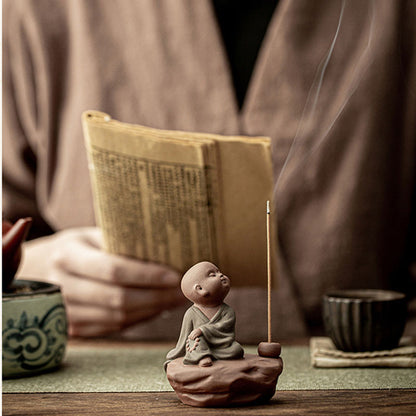 Clay Little Monk Stick Incense Burner