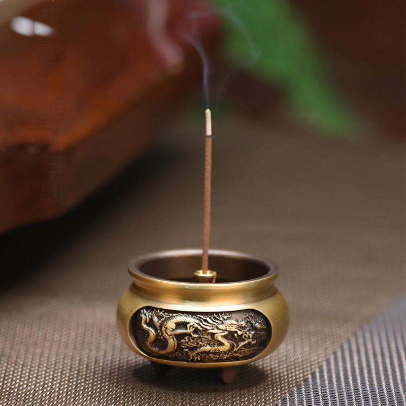 Small Copper Dragon Stick Incense Burner