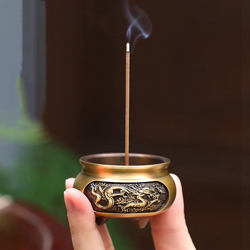 Small Copper Dragon Stick Incense Burner