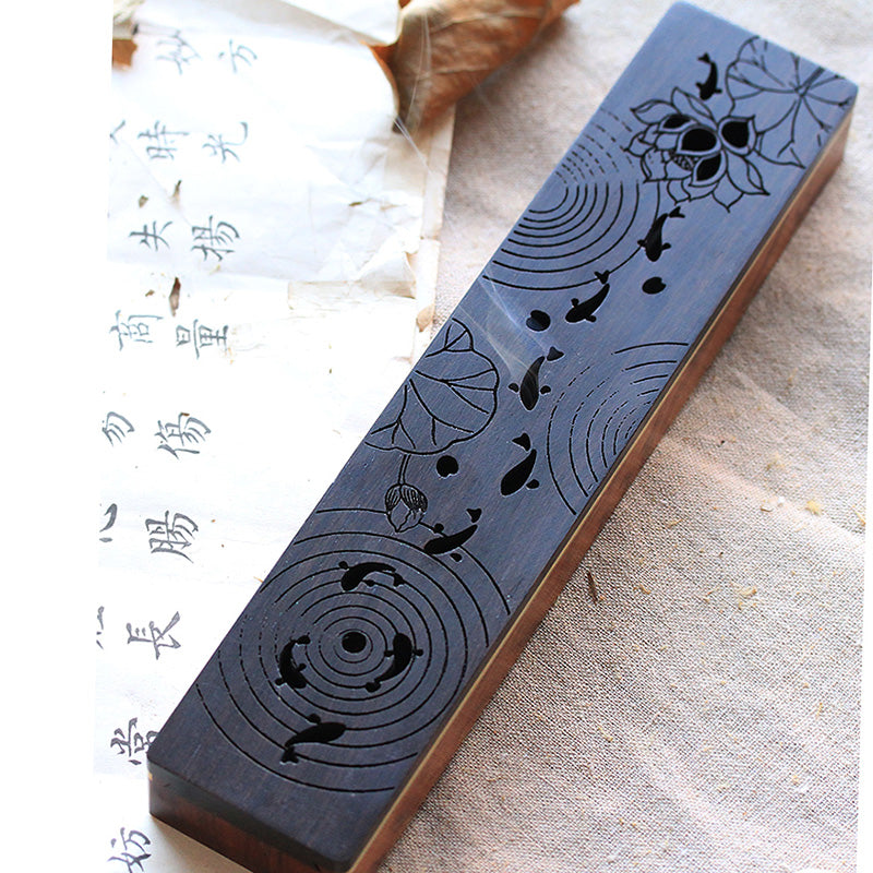 Ebony Wood Lotus Stick Incense Box