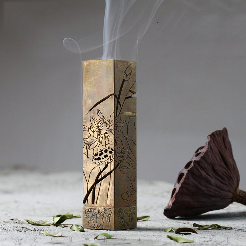 Brass Lotus Stick Incense Box