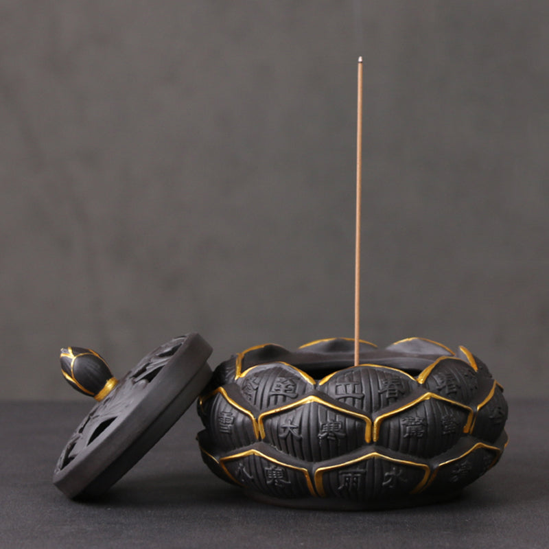 Black Clay Lotus Cone Incense Holder