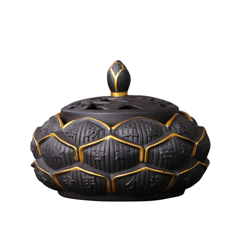 Black Clay Lotus Cone Incense Holder