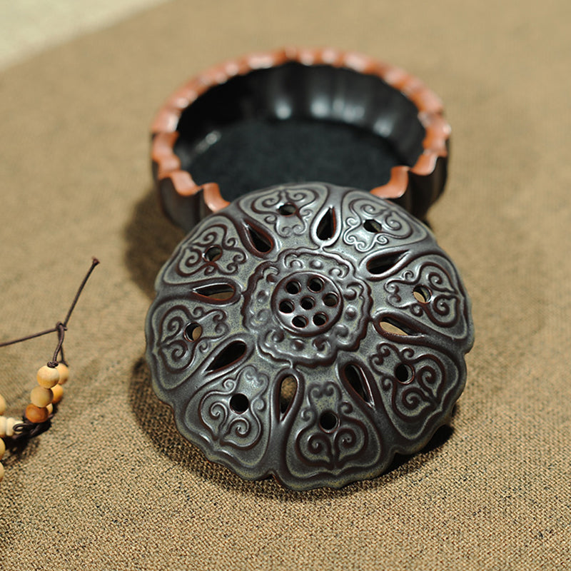 Clay Lotus Spiral And Cone Incense Holder