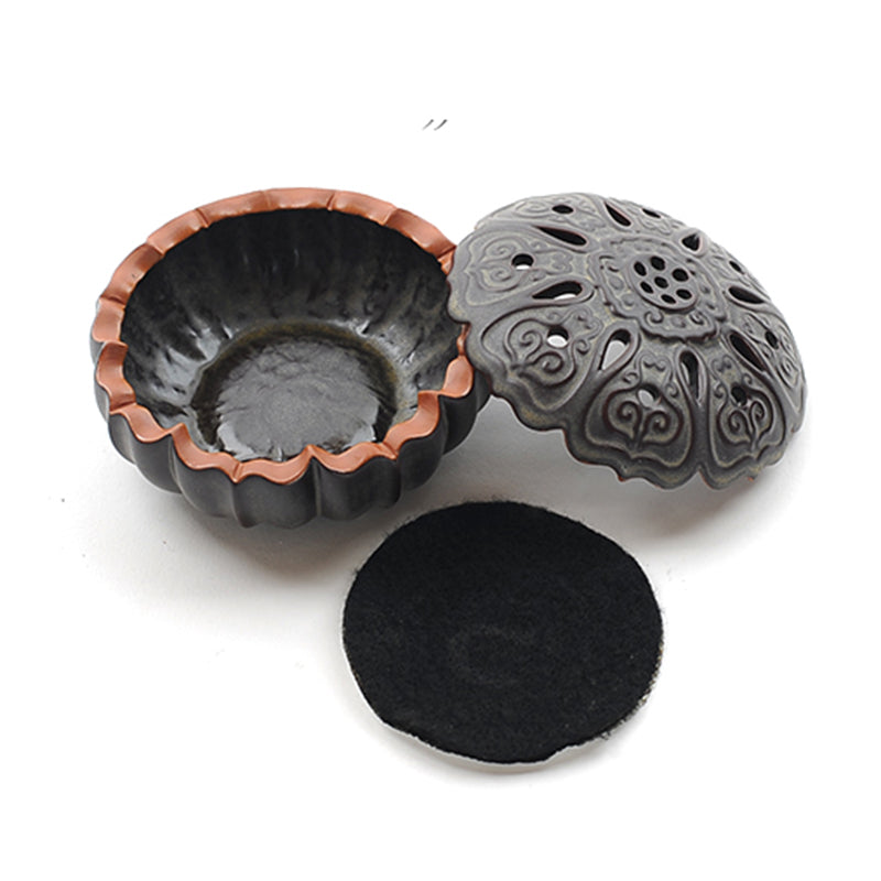 Clay Lotus Spiral And Cone Incense Holder