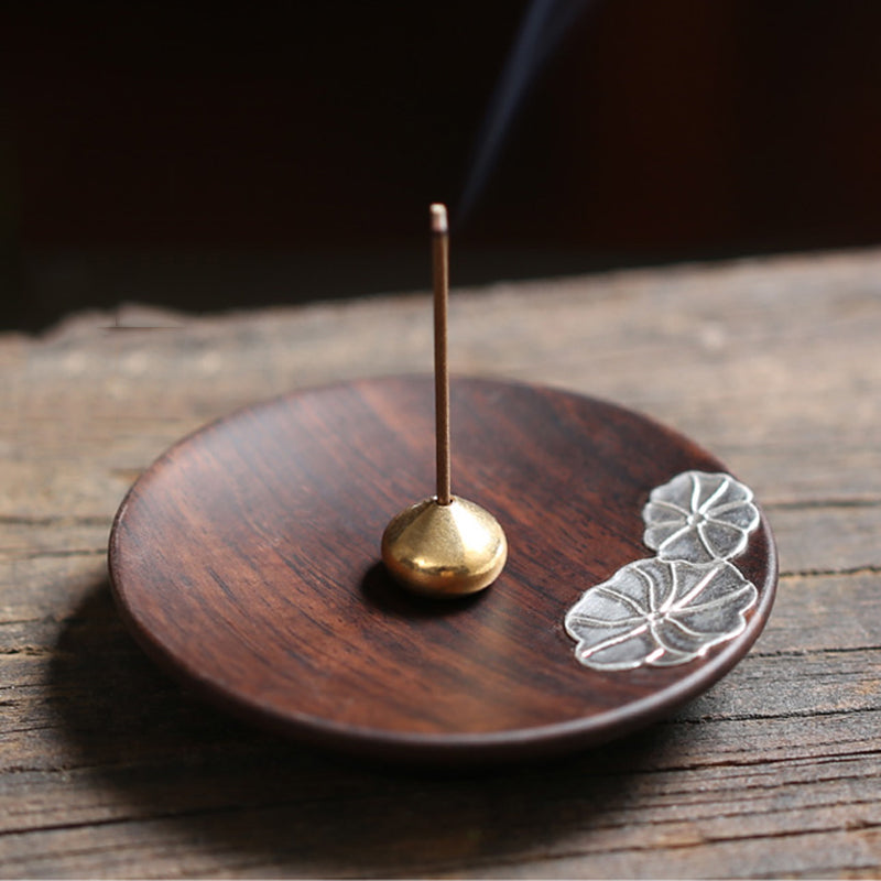 Lotus Leaves Wooden Stick Incense Holder