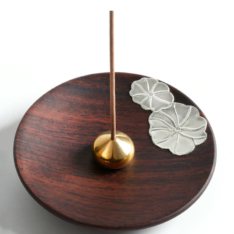 Lotus Leaves Wooden Stick Incense Holder